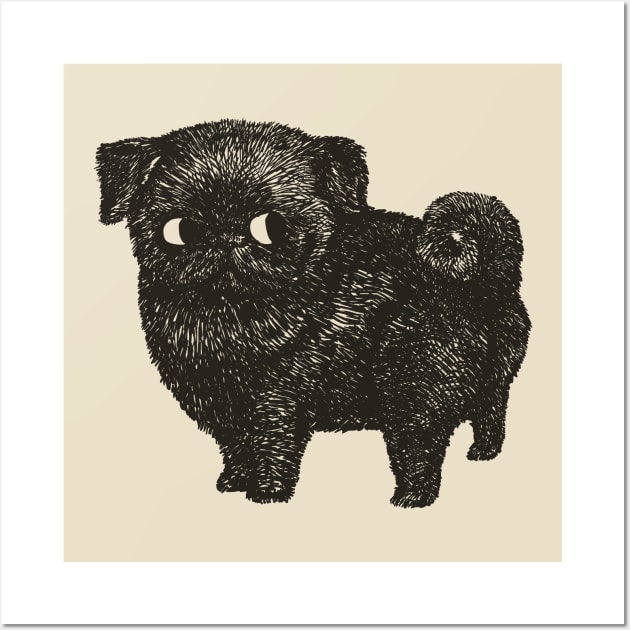 Black Pug Wall Art by huebucket